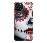 Day of The Dead Beauty Cell Phone Case Compatible with iPhone 15/15 Plus/15 Pro/15 Pro Max Glass Back Protective Shell