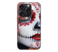 Day of The Dead Beauty Cell Phone Case Compatible with iPhone 15/15 Plus/15 Pro/15 Pro Max Glass Back Protective Shell