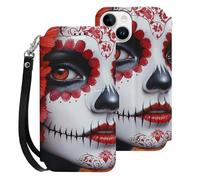 Day of The Dead Beauty Cell Phone Front Flip Case Compatible with iPhone 15/15 Plus/15 Pro/15 Pro Max Soft Protective Shell