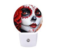 Day of The Dead Beauty Funny LED Night Lights Plug Into Wall Smart Lighting for Hallways Kitchen Bedroom