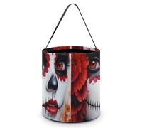 Day of The Dead Beauty Halloween Tricking Or Treating Bag Funny Candy Bucket Tote Gift Wrap Bags