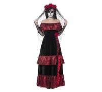 Smiffy's Adult Women's Day Of The Dead Bride Costume, Dress And Rose Veil, Day - costume dead ladies fancy dress day bride halloween outfit corpse