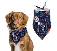Day Of The Dead Cat Roses Black Sugar Skull Skeleton Dog Bib Adjustable Triangle Dog Scarfs Soft Bandana For Dogs For Pets Cats Party