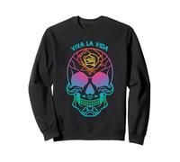 Day of the Dead Colorful Sugar Skull Floral Viva La Vida Sweatshirt