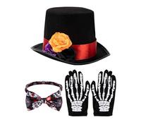 Day Of The Dead Costume Accessories | Halloween Skeleton Halloween Costume Set - Costumes For Men, Adult Men Day Of The Dead, Rose Design For Head Circumference 54-60cm