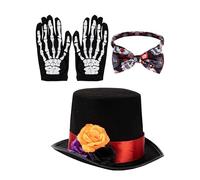 Day Of The Dead Costume Accessories - Halloween Skeleton Halloween Costume Set | Costumes For Men, Adult Men Day Of The Dead, Rose Design For Head Circumference 54-60cm