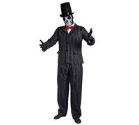 DAY OF THE DEAD COSTUME SUGAR SKULL SKELETON TUXEDO HALLOWEEN FANCY DRESS COSTUME FOR MEN - SUGAR SKULL MASK + PINSTRIPE SUIT WITH RED SATIN BOWTIE + TALL DELUXE BLACK FELT STOVEPIPE TOP HAT BY ILOVEFANCYDRESS® MEXICAN SPANISH SENOR DIA DE LOS MUERTOS (LARGE)