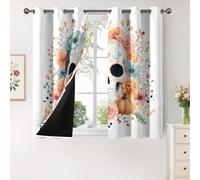 Day of the Dead Curtains for Living Room, Bedroom, Floral Skull Blackout Curtains 46 x 54, Patterned Drapes 54 inch Drop, Thermal Insulated Eyelet Window Treatments, 2 Panels CP173