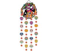 Day of the Dead Decorations Set - Mexican Paper Hanging Garlands & Skull Ornaments - Colorful Fiesta Party Décor for Halloween, Dia de los Muertos, Home & Outdoor