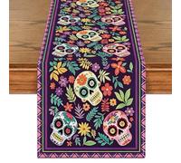 Day Of The Dead Decorations Table Cloth Skull for Party Tables 30x180cm | 30 X 180 Cm Dia De Los Muertos Table Runner With Sugar Skull Design, Ideal for Dining Tables, Altars, Parties And Home Decor