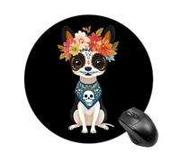 Day of The Dead Dog Chihuahua Cute Mouse Pad with Non-Slip Rubber Base Round Mouse Mat Office Supplies