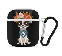 Day of The Dead Dog Chihuahua Headphone & Earphone Cases Compatible with Airpod 1&2 Scratch-Resistant PC Protective Cover with Keychain White-style