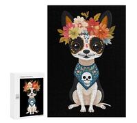 Day of The Dead Dog Chihuahua Wooden Jigsaw Puzzles for Adults Funny Brain-Teasing Game Idea Puzzle Gift