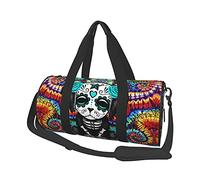 Day of The Dead Dog Floral Travel Duffel Bags Gym Sports Luggage Large Travel Tote Bag Overnight Weekend Bags for Man and Women