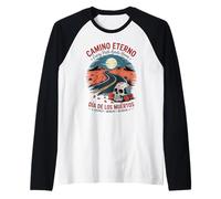 Day of The Dead Eternal Road - Sugar Skull Memorial Journey Raglan Baseball Tee