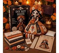 Day of the Dead Fabric Sewing Kit, Patchwork Textile Project with Assorted Materials for Seasonal Home Decoration