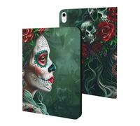 Day of The Dead Floral Skull Goth Case Compatible for iPad 10代 (10.9in) Tablet Cases Stand Protective Cover with Sleep/Wake