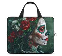 Day of The Dead Floral Skull Goth Laptop Bag Sleeve Funny Tablet Case Protective Carry Bag Briefcase with Handle 12inch