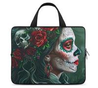 Day of The Dead Floral Skull Goth Laptop Bag Sleeve Funny Tablet Case Protective Carry Bag Briefcase with Handle 10inch