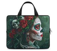 Day of The Dead Floral Skull Goth Laptop Bag Sleeve Funny Tablet Case Protective Carry Bag Briefcase with Handle 13inch