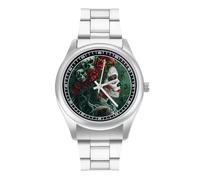 Day of The Dead Floral Skull Goth Mens Watches Print Analog Quartz Watch Business Wristwatch Casual