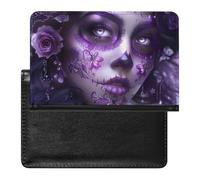 Day of The Dead Floral Skull Goth Passport Holder Cover Wallet Card Case with Vaccine Card Slot Travel Accessories for Women Men