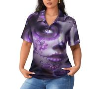 Day Of The Dead Floral Skull Goth Womens Golf Polo Shirts Lightweight Short Sleeve Shirts Casual Athletic Tennis Tops for Work Business M