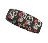 Day of The Dead Floral Skull Patterns Workout Headband for Men and Women Moisture Wicking Headband for Tennis, Basketball, Running, Gym Outdoor Sports Sweatband