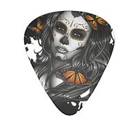 Day Of The Dead Girl Skull Butterfly Guitar Paddle Set Of 12, Suitable For Guitar, Yukri, 3 Thicknesses