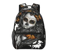 Day Of The Dead Girl Skull Butterfly Large Capacity Backpack, 7.8x11.4x15.7in, Suitable For Work Travel, Lightweight Leisure Computer Bag, Black, One Size, Black, One Size
