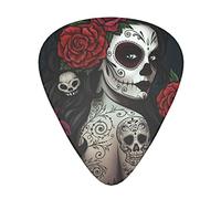 Day Of The Dead Girl'S Skull Face Art Guitar Paddle Set Of 12, Suitable For Guitar, Yukri, 3 Thicknesses