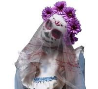 Day Of The Dead Halloween Makeup Parties Scary And Terrifying Cosplay Funny Headgear Face Props Hyf868 (Purple, 28cm)