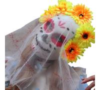Day Of The Dead Halloween Makeup Parties Scary And Terrifying Cosplay Funny Headgear Face Props Hyf868 (Yellow, 28cm)
