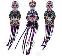 Day of the Dead Hangings Sugar Skull Banner Mexican Fiesta Accessories for Dia De Los Muertos Halloween Garden Porch Decoration