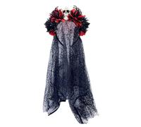 Day of The Dead Headband for Halloween - Skull & Floral Veil Hair Accessory for Adult Women/Men, Dia de Los Muertos Cosplay Costume, Festival Party Decor, Spanish Theme Celebration