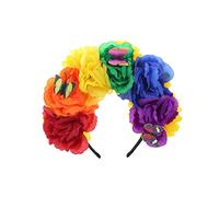 Day Of The Dead Headband Halloween Crown With Butterflies Decorations Costume Cosplay Hair Accessory Mexicans Headpiece Halloween Day Of The Dead Flower Crown Gothics Flower Headband Headpiece Hair