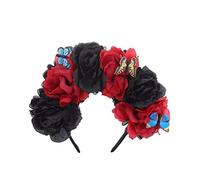 Day Of The Dead Headband Halloween Crown With Butterflies Decorations Costume Cosplay Hair Accessory Mexicans Headpiece Halloween Day Of The Dead Flower Crown Gothics Flower Headband Headpiece Hair