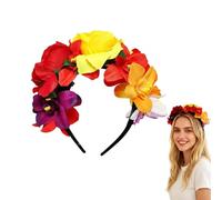 Day of the Dead Headband, Mexican Rose Flower Crown for Halloween | Vibrant, Lightweight, Comfortable, Floral Rose Crown Headband Headpiece For Costume Party, Cosplay, Festival, Wedding