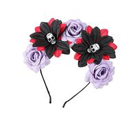 Day Of The Dead Headband Skull Rose Flower Crowns For Girls Halloween Tiaras And Goth Skull Halloween
