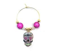 Day of the Dead Inspired Wine Glass Charm on a Gift Card