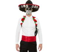 Day Of The Dead Kit Halloween Instant Fancy Dress Outfit Sombrero & Holster