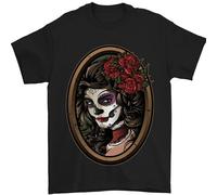Day of The Dead La Catrina DOTD Sugar Skull Mens T-Shirt 100% Cotton Black M
