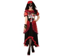 Bristol Novelty 301577L Day Of The Dead Adult Costume, Women, Red, Black, White, Large Halloween Halloween