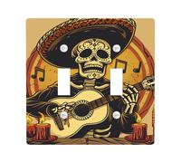 Day of the Dead Light Switch Cover Plates, Festive Skeleton Musician Wall Accents, Halloween Decor, Thermoplastic Wall Plates, Standard Size Double Toggle