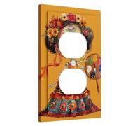 Day of the Dead Light Switch Cover Plates/Outlet Covers, Colorful Skeleton Floral Design for Wall Accents, Thermoplastic Wall Plates, Standard Size Single Duplex Outlet