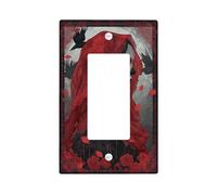 Day of the Dead Light Switch Cover Plates/Outlet Covers, Red Floral Skull Design for Halloween Decor, Thermoplastic Wall Plates, Standard Size Single Rocker