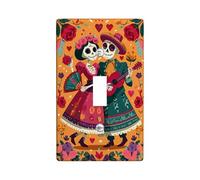 Day of the Dead Light Switch Cover Plates/Outlet Covers, Vibrant Orange Skeleton Couple Design for Festive Wall Decor, Thermoplastic Wall Plates, Standard Size Single Toggle