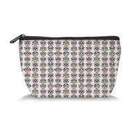 Day of The Dead,Makeup Bag Cosmetic Bag for Women,Colorful Sugar Skulls Mexican Style,Large Capacity Travel Accessories Organizer Storage Makeup Bags, Red White(Trapezoid)