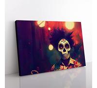 Day Of The Dead Man Canvas Wall Art Print Ready to Hang, Framed Picture for Living Room Bedroom Home Office Décor, 60x40 cm (24x16 Inch)