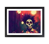Day Of The Dead Man Framed Print | A4 Black Framed Wall Art | Ready to Hang | Modern Nature Picture | Living Room Bedroom Lounge Office
